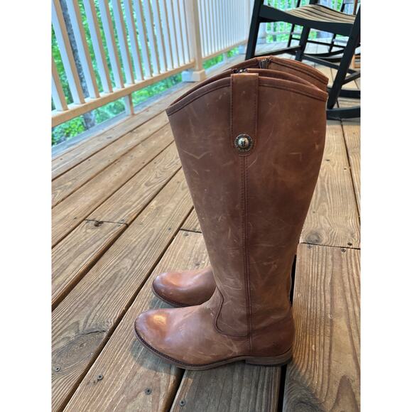 Frye Melissa Button Inside Zip Leather Boot - Cognac Size 6 1/2 - Picture 1 of 9